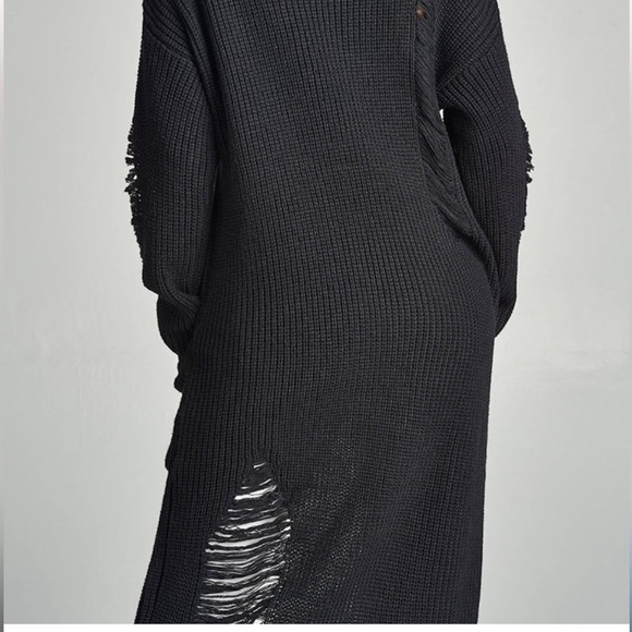 NWT BURGUNDY DISTRESSED ASYMMETRICAL SWEATER CARDIGAN COMFY & COZY TUNIC! - Picture 2 of 4